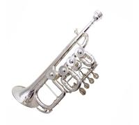 Beginner Trumpet Bb Rotary Trumpet Cupronickel Leadpipe Lacquer Finish Yellow Brass Professional Standard Trumpet Stainless Steel(Nickel plated)