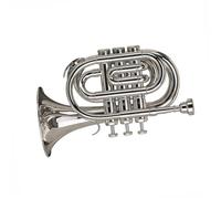 Beginner Trumpet Nickel Mini Pocket Trumpet Instrument Silver-plated Stainless Steel Professional Full-tone