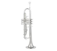 Beginner Trumpets Bb Trumpet B Flat Brass Silver Plated Professional Trumpet Musical Instruments With Leather Case(Silver)