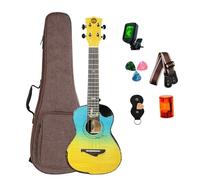 Beginner Ukulele 24" Ukulele Concert Cutaway Body 2A Canadian Tiger Maple Top Glossy Japanese Carton Strings(2)