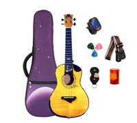 Beginner Ukulele 24" Ukulele Concert Cutaway Body 2A Canadian Tiger Maple Top Glossy Japanese Carton Strings(4)