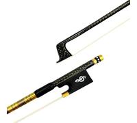 Beginner Violin Bows 1-Piece Gold Wire Braided Grid Carbon Fiber 4/4 Violin Bow White Horsehair Black Horsetail(Style 1)