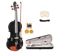 Beginner Violins Full Size Matte Black Spruce Panel Wooden Violin Set With Case Bow Accessories