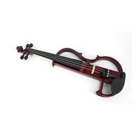 Beginner Violins Full Size Violin Made Of Solid Wood Silent Electric Type Comes With A Case Connecting Cable And Accessories(Red wine)