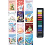 Beginner Watercolor Kit for 12 Colors Water Color Books Easy Nature Scenes Paint Set,Coloring Book,Creative Art Gift(P,1)