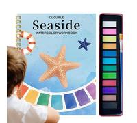Beginner Watercolor Workbook | Water Colors Paint Adult Set Workbook with 12 Colors,Art Kit Supplies Coloring for Learning Home School Travel Art Class Beginners