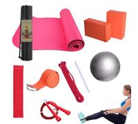 Beginner Yoga Kit, Yoga Mat Set, Yoga Training Mat with Carry Bag, Includes Resistance Band, Stretch Band, Training Equipment for Pilates and Fitness