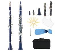 Beginners clarinet Bb Clarinet 17 Keys Bakelite Wooden Professional Woodwind Instrument Clarinette With Box Reed Musical Instrument Parts(Dark blue)