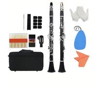 Beginners clarinet Bb Clarinet Black/White/Dark Blue 17 Nickel Key Clarinet For Beginners With 2 Box Set(Black B)
