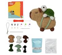 Beginners Crochet Kit -A Little Challenge - Complete Capybara Crochet Doll Gift With Cotton-Nylon Blend Yarn,Step Instruction Book Video Tutorials For Adults,Animal Lovers Gifts (Capybara Turtle)