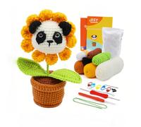 Beginners Crochet Kit -A Little Challenge - Complete Panda Crochet Doll Gift With Cotton-Nylon Blend Yarn,Crochet Hook,Step Instruction Book Video Tutorials For Adults,Animal Lovers Gifts (Panda)