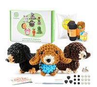 Beginners Crochet Kit, Adorable Pet sausage Dog Crochet for Beginners, Complete Sausage Dog Crochet Starter Kit with Step-by-Step Video, Amigurumi crochet animal kit, Ideal Crafting Kits for Adults