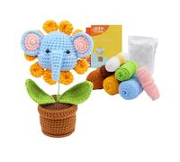 Beginners Crochet Kit - Complete Elephant Crochet Kit With Cotton-Nylon Blend Yarn,Crochet Hook,Step Instruction Book Video Tutorials For Adults,Beginners,Animal Lovers Diy Craft Gifts (Elephant)