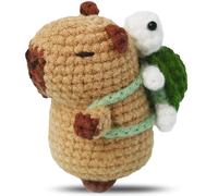 Beginners Crochet Starter Kit 1 Set - Adorable Capybara Perfect for Novice Crafters, Ideal Creative DIY Gift for Craft Lovers, Step-by-Step Video Tutorials, Knitting Kit for Adult Kids (Tortoise)