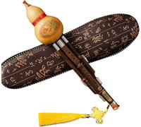 Beginner's Cucurbit Flute Musical Instrument Playing Hulusi In C Flat B In A Key Three-tone Cucurbit Flute Easy To Learn Durable Gourd Flute Gift, Self-study,Brown,F-key