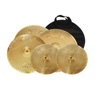 Beginners Cymbal Low Volume Pack 14 Hi Hats 16/18 Crash 20 Inch Ride Cymbal 5pcs Mute Set(Golden)