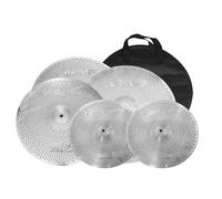 Beginners Cymbal Low Volume Pack 14 Hi Hats 16/18 Crash 20 Inch Ride Cymbal 5pcs Mute Set Percussion Instrument Accessories(Silver)