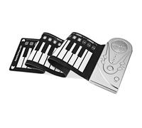 Beginners Electronic Keyboard 49 Keys Electronic Portable Silicone Flexible Hand Roll Up Piano Built-in Speaker Beginners Keyboard Organ(Silver)