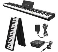 Beginners Electronic Keyboard Portable Folding Electronic Piano 88-key Thickened MIDI Keyboard Folding Piano 88-key Multi-function Control Panel(Black)