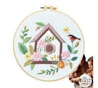 Beginners Embroidery Kit - Christmas Embroidery Kits | Embroidery Kits For Adults | Needle And Thread Kit | Embroidery Learning Kit | Creative House And Bird Embroidery Practice Kits For Beginners