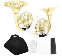 Beginners French Horn 3 Keys French Horn Bb Brass Split Gold Colour With Case Mouthpiece Kit For Professional Practice(Gold Horn)