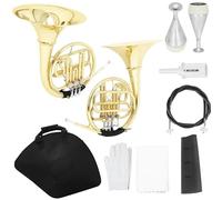 Beginners French Horn 3 Keys French Horn Bb Brass Split Gold Colour With Case Mouthpiece Kit For Professional Practice Performance(Gold Horn set)