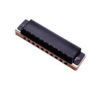 Beginners harmonica 10-hole Blues Harmonica C-key Adult Pocket Instrument Copper Shell(Black)