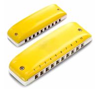 Beginners Harmonica 10 Hole Blues Harmonica Yellow Covers(Low F)