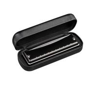 Beginners harmonica 10-hole Blues Professional Performance C-tuned Reed Harmonica Black And Silver(Black)