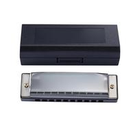 Beginners harmonica 10 Holes Harmonica Diatonic Blues Harp Mouth Organ Key Of C Reed Musical Instrument For Beginner Black Golden Blue(Black)