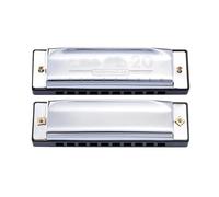 Beginners harmonica 10 Holes Harmonica Diatonic Blues Harp Mouth Organ Key Of C Reed Musical Instrument For Beginner Black Golden Blue(Silver)