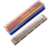 Beginners harmonica 24 Hole Harmonica Key Of C Tremolo Folk Master Harmonica 24 Hole Beginner Playing Polyphonic Tone(F)