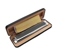 Beginners Harmonica 24 Hole Vibraphone Harmonica Set Professional Woodwind Instrument 2 Colors(Sliver color bE Key)