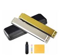 Beginners Harmonica 24hole Professional Vibrato Harmonica For Beginners(Golden-bE Key)