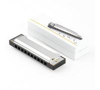 Beginners Harmonica C Key 10 Hole Metal Harmonica Instrument For Beginners And Adults(Silver-white-export without words)