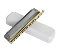 Beginners Harmonica Chromatic Harmonica 12 Holes Professional Performance Level 16 Holes Adult Beginners(16-hole black round mouthpiece)