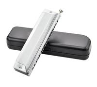 Beginners harmonica Chromatic Harmonica 16 Hole Professional Armonica Mouth Harps Music Instruments(Silver)