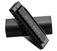 Beginners harmonica Diatonic Harmonica 10 Hole Blues Harp Mouth Organ With Different Keys Professional Musical Instruments(BLACK COVER)(F)