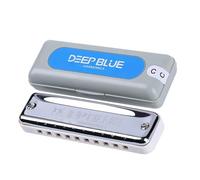 Beginners harmonica Harmonica Deep Blue Diatonic 10 Holes Blues Harp Mouth Organ ABS Key Of C Harmonica Musical Instruments(Gb)