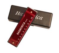 Beginners harmonica Harmonica Key Of C 10 Hole Diatonic Harmonica C With Case For Beginner Gift BLUES With Case(Red)