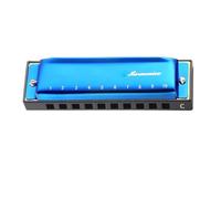 Beginners harmonica Harmonica Key Of C 10 Hole Polyphony Diatonic Harp With Case For Blues Folk Pop For Music Teaching Beginner(Blue)