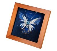 Beginners Needlepoint Kits with Tools Complete DIY Wall Decor Set Multi Purpose Handmade Creative Project for DIY Gift&Group Activity (Blue Papillon Brown Frame)