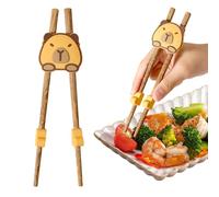 Beginners Practice Chopsticks - 16cm Capybara Training Tool | Reusable Wood Silicone Utensil | Preschooler Grip Correction Helper | Left Right Handed Student Gear | for Home School Restaurant