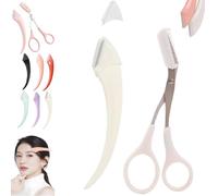 Beginner's Safety Eyebrow Razor, Eyebrow Razors Safety Guard, Crescent Eyebrows Trimmer Set, Stainless Steel Crescent Blade With Micro-Guard, Portable Multipurpose Makeup Tool For Newbie (White)