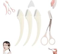 Beginner's Safety Eyebrow Razor, Eyebrow Razors Safety Guard, Crescent Eyebrows Trimmer Set, Stainless Steel Crescent Blade With Micro-Guard, Portable Multipurpose Makeup Tool For Newbie (White*3)