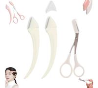 Beginner's Safety Eyebrow Razor, Eyebrow Razors Safety Guard, Crescent Eyebrows Trimmer Set, Stainless Steel Crescent Blade With Micro-Guard, Portable Multipurpose Makeup Tool For Newbie (White*2)