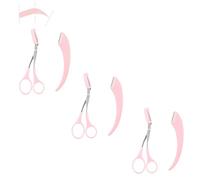 Beginner's Safety Eyebrow Razor, Face Shaver and Facial Hair Removal Tool, Curved Eye Brow Razor Leaf Scissors with Comb, Shaping Tool for Eyebrows and Face Grooming for Women Men (pink)