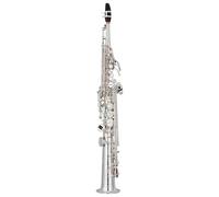Beginners Saxophone Brass Straight Soprano Bb Flat Sax Saxophone Woodwind Instrument Natural Shell Key Carve Pattern(Silver)