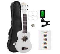 Beginners Soprano Ukulele in White & Clip-On Tuner Kit