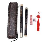 Beginner's Wood Flute Chinese Traditional Woodwind Instrument Dizi with Storage Box, Glue, Protector Set,Chinese Knot,Membrane(F key)